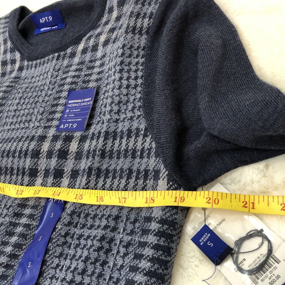 New Apt. 9 Merino Men's Sz Small Sweater Pullover Colorblock Stretch Round Neck - Picture 5 of 11